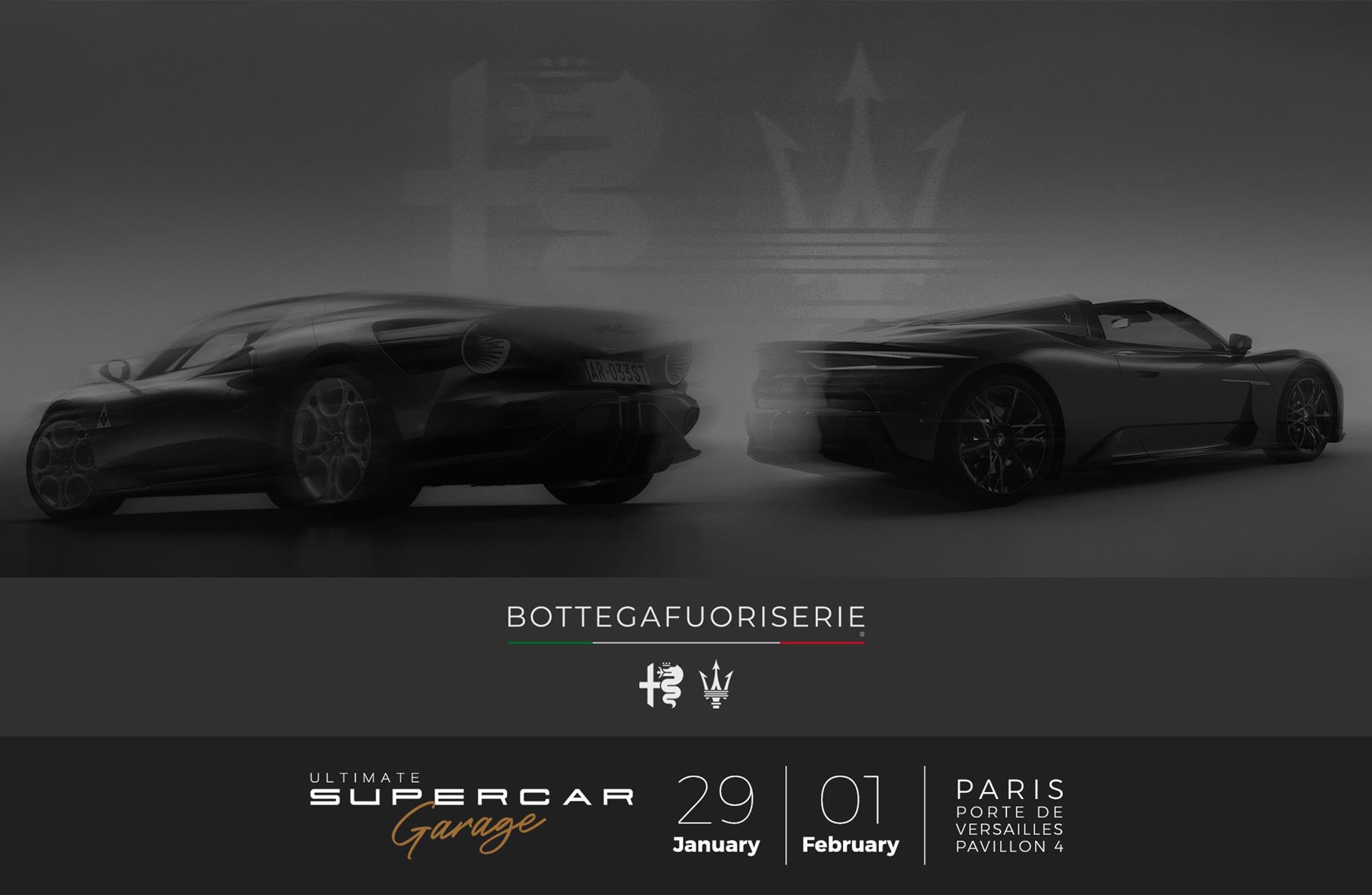 BOTTEGAFUORISERIE makes its debut at Ultimate Supercar Garage with Alfa Romeo and Maserati