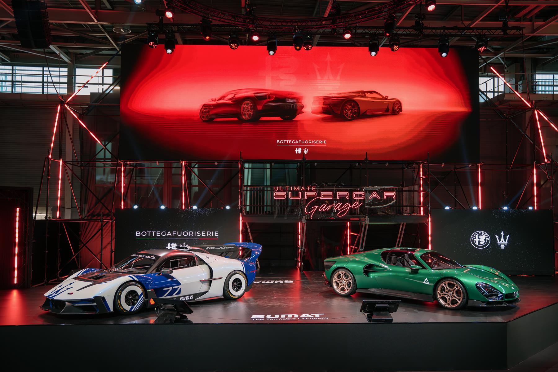 BOTTEGAFUORISERIE shines at Ultimate Supercar Garage with Alfa Romeo and Maserati