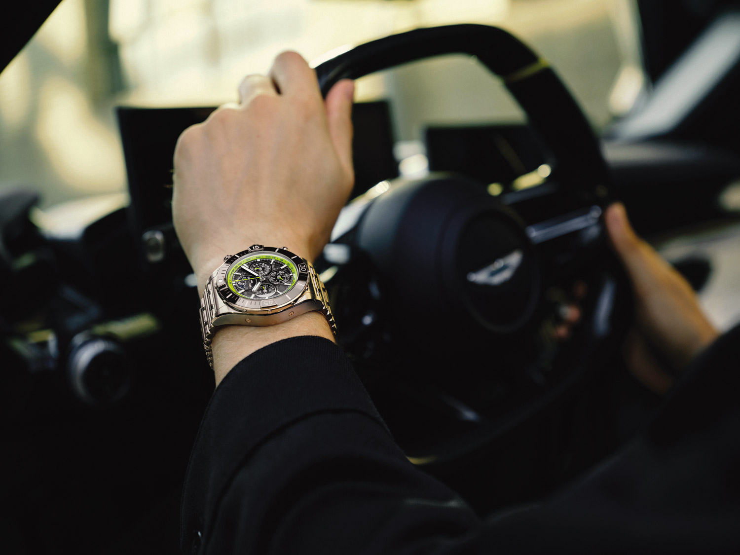 A bespoke Breitling Super Chronomat designed exclusively for Aston Martin Valhalla owners